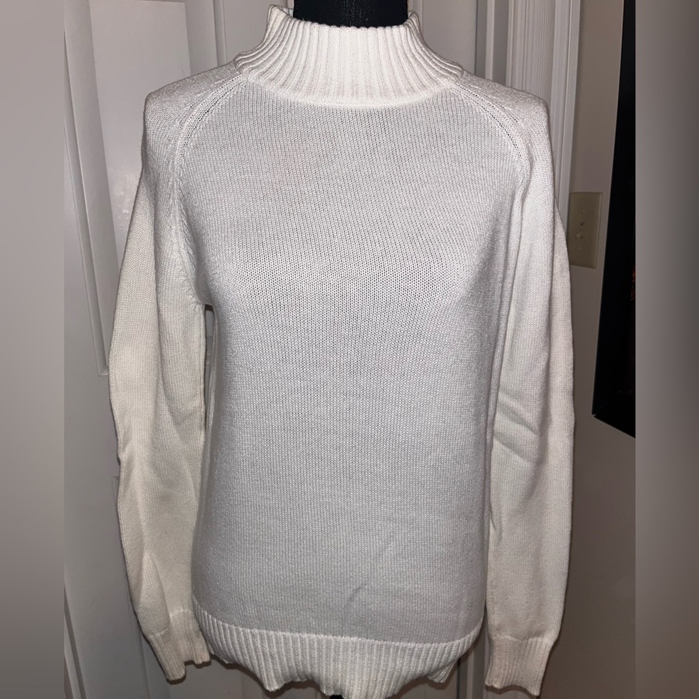 JEANNE PIERRE Women's Cream Mock Turtleneck‎ Sweater